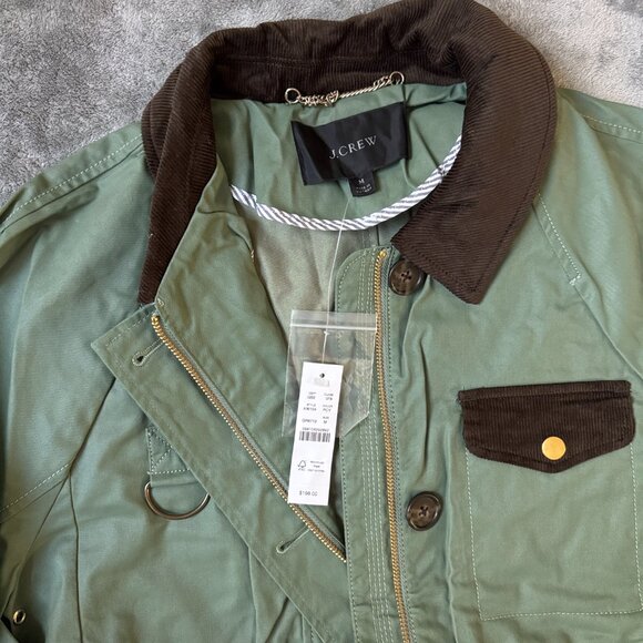NWT J.Crew Classic Field Jacket w/ Corduroy Trim for Women Size M PALE CYPRESS - Picture 2 of 4